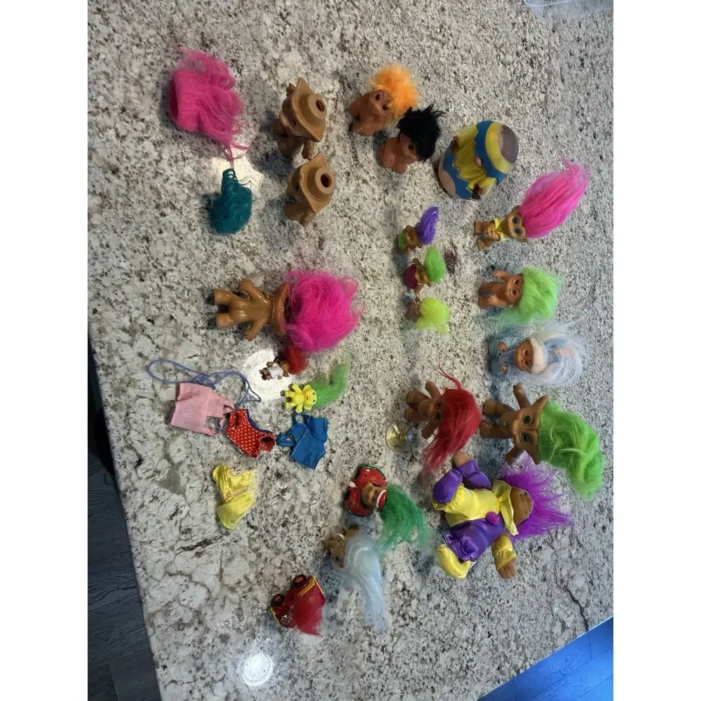 Vintage Troll Dolls Large Lot of 20 Collectible Bundle Original Hair Accessories